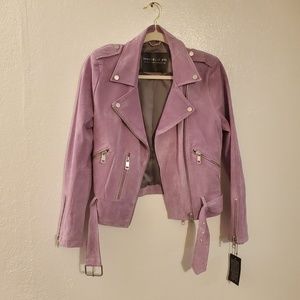 Lilac Purple Suede Moto Jacket Bagatelle NYC (NWT)